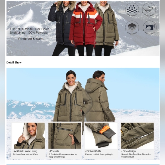 Hooded Puffer Down Jacket Coat 3XL - Picture 9 of 15